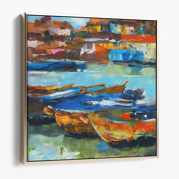 Waterfront Reverie: Vivid Waterfront Impressions Canvas Art Print