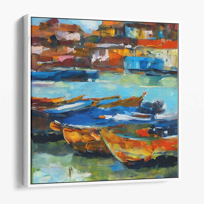Waterfront Reverie: Vivid Waterfront Impressions Canvas Art Print