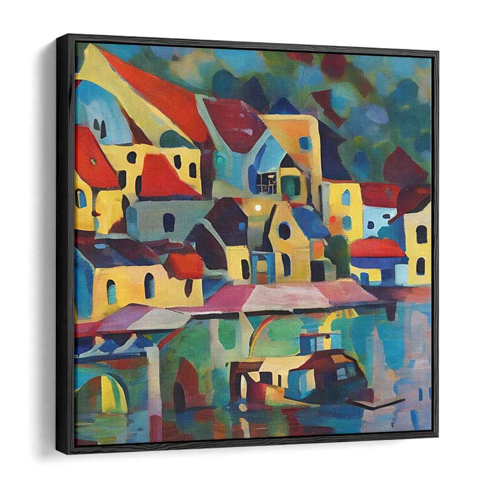 Charming Village Reflections: Vibrant Fauvist Canvas Art Print
