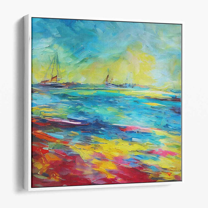 Aquatic Movement: Vibrant Impressionist Seascape Canvas Art Print