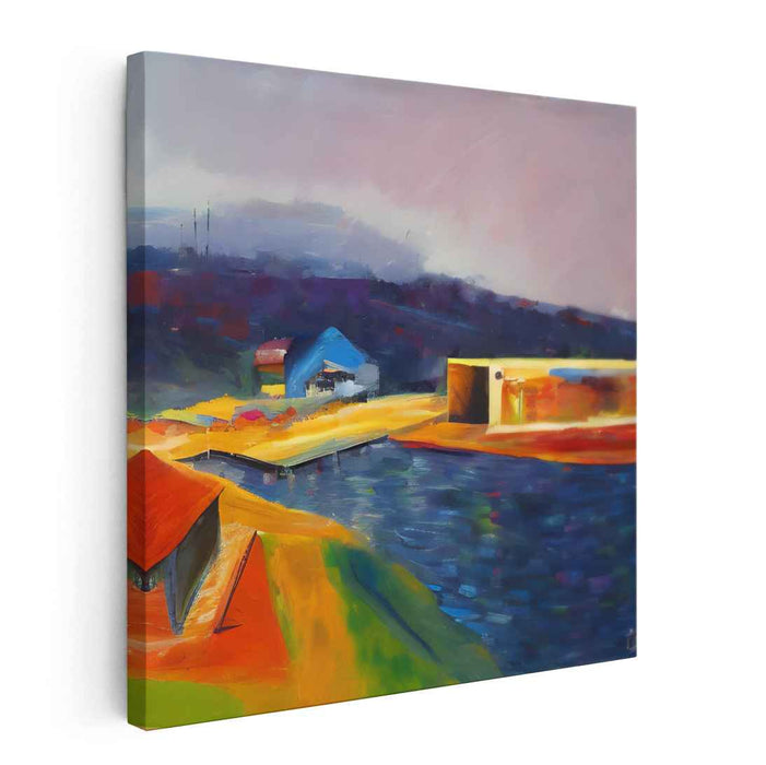 Vivid Countryside Impressions: Colorful Expressionist Countryside Canvas Art