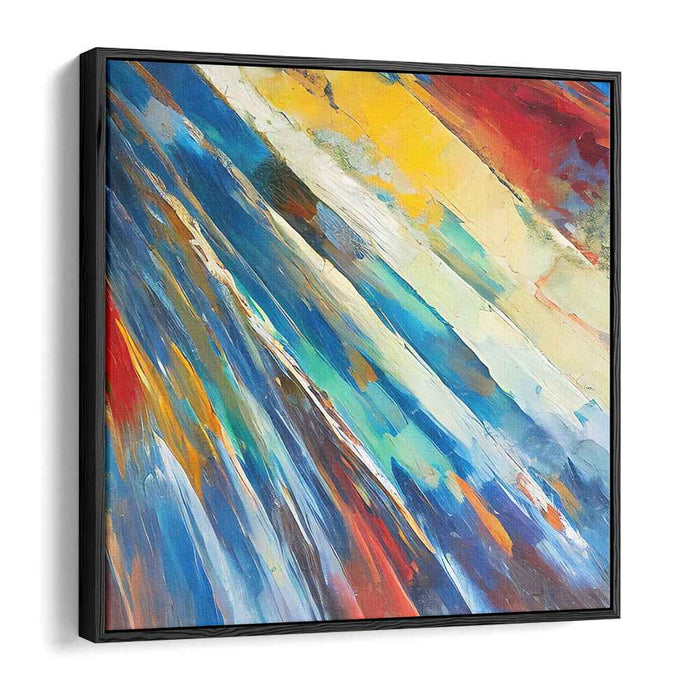 Dreams Colliding in Cobalt Waves: Abstract Expressionist Blue and Red Canvas Art Print