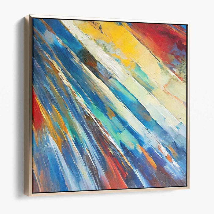 Dreams Colliding in Cobalt Waves: Abstract Expressionist Blue and Red Canvas Art Print