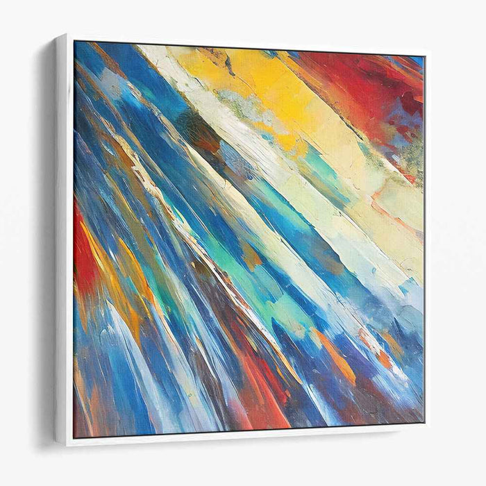 Dreams Colliding in Cobalt Waves: Abstract Expressionist Blue and Red Canvas Art Print