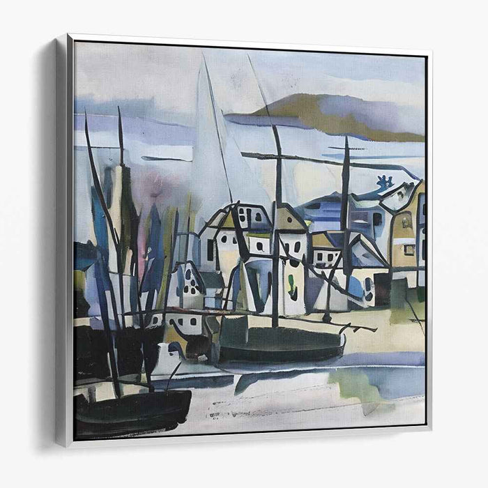Harbor Impressions On Canvas: Modernist Abstract Harbor Scene Canvas Art Print