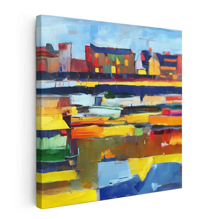 Mosaic Kingdom: Vibrant Abstract Landscape Canvas Art Print