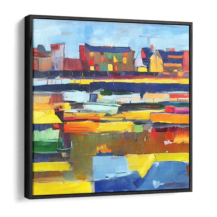 Mosaic Kingdom: Vibrant Abstract Landscape Canvas Art Print