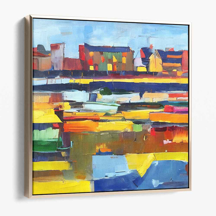 Mosaic Kingdom: Vibrant Abstract Landscape Canvas Art Print