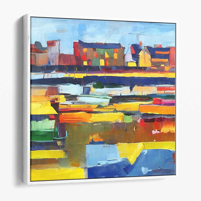 Mosaic Kingdom: Vibrant Abstract Landscape Canvas Art Print