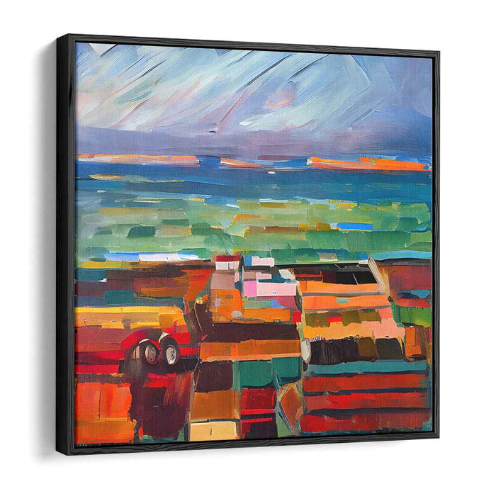 Vibrant Patchwork: Energetic Landscape with Bold Brushstrokes