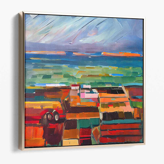 Vibrant Patchwork: Energetic Landscape with Bold Brushstrokes