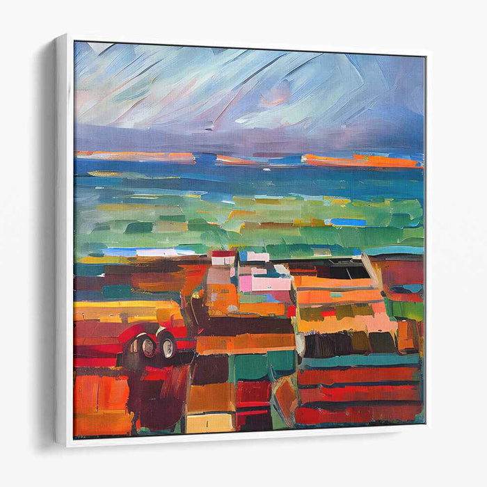 Vibrant Patchwork: Energetic Landscape with Bold Brushstrokes