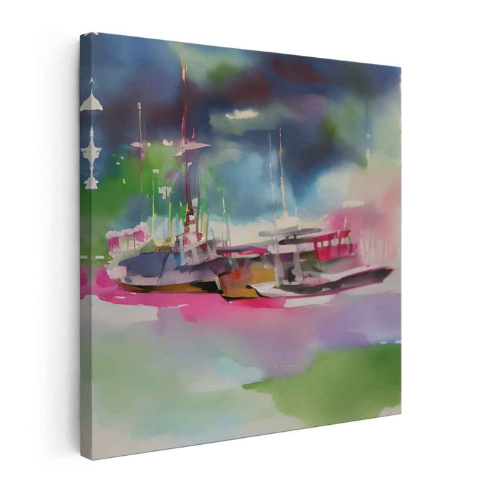 Sailing through Ether: Dreamy Watercolor Sailboats Canvas Art Print