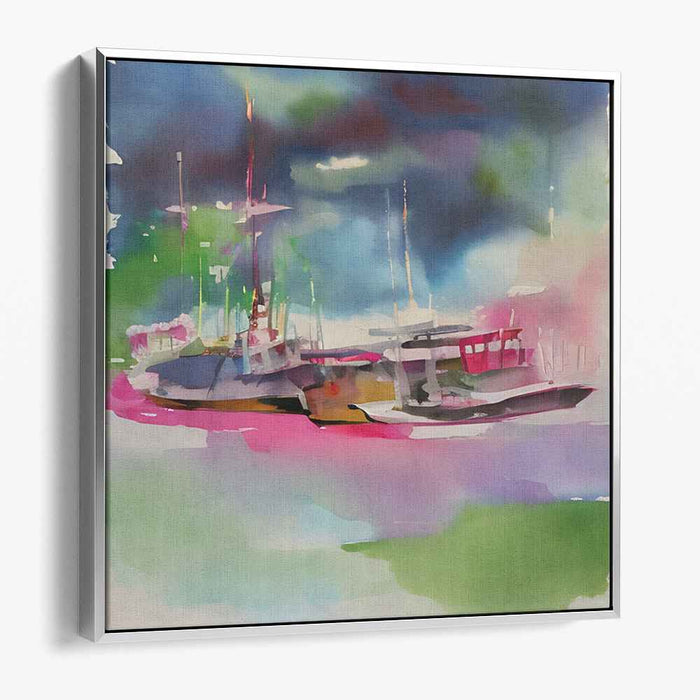 Sailing through Ether: Dreamy Watercolor Sailboats Canvas Art Print