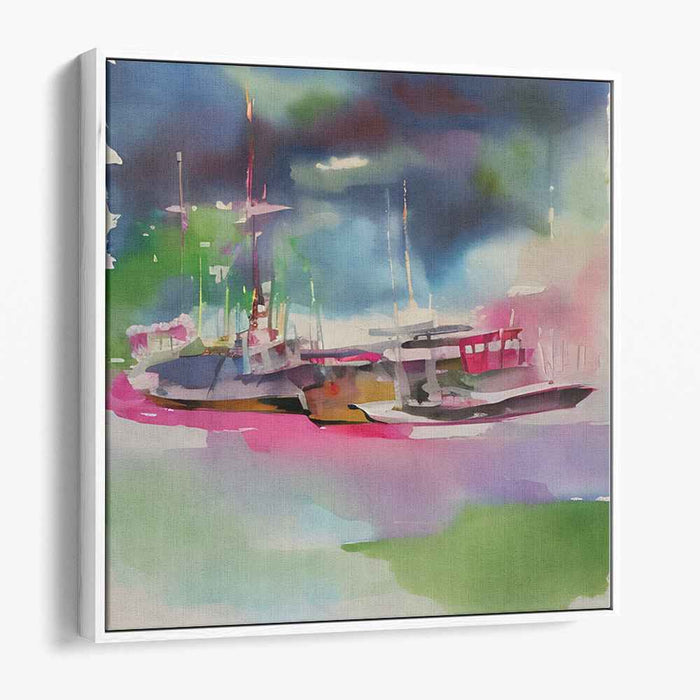 Sailing through Ether: Dreamy Watercolor Sailboats Canvas Art Print