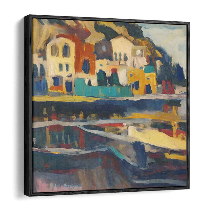 Tide Village Illusion: Abstract Coastal Village Canvas Art Print