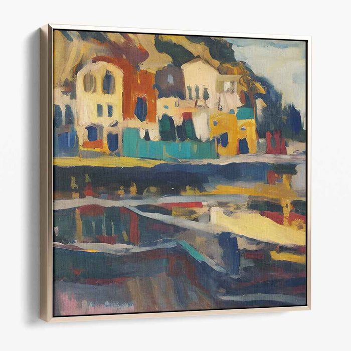 Tide Village Illusion: Abstract Coastal Village Canvas Art Print