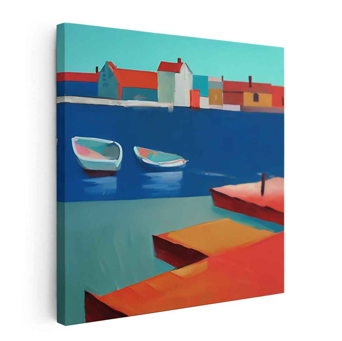 Coastal Mosaic Retreat: Colorful Coastal Village Modern Art Print