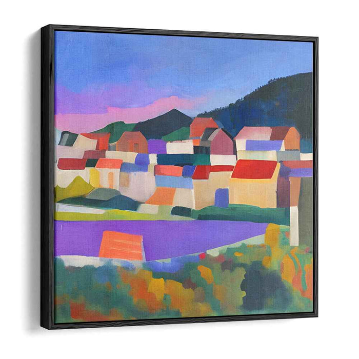 Abstract Oasis Symphony: Modernist Landscape Interpretation Canvas Art Print
