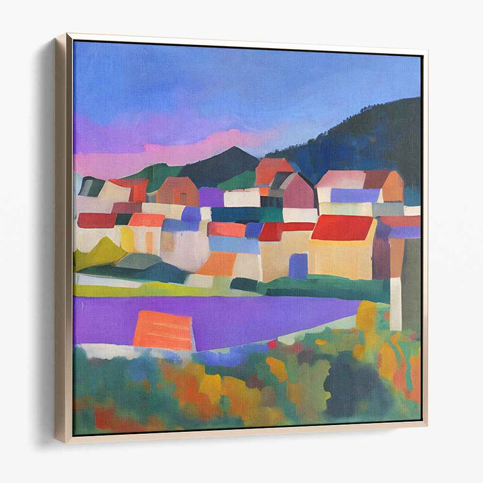 Abstract Oasis Symphony: Modernist Landscape Interpretation Canvas Art Print