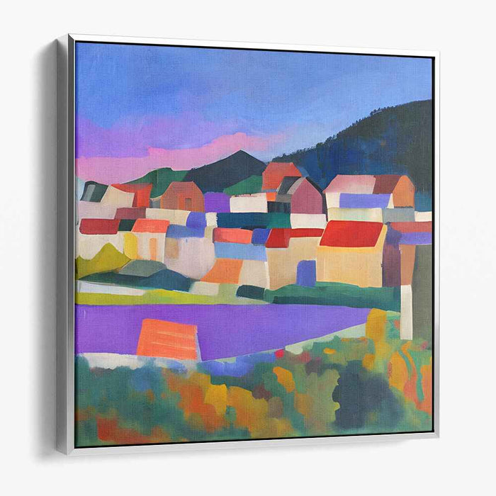 Abstract Oasis Symphony: Modernist Landscape Interpretation Canvas Art Print