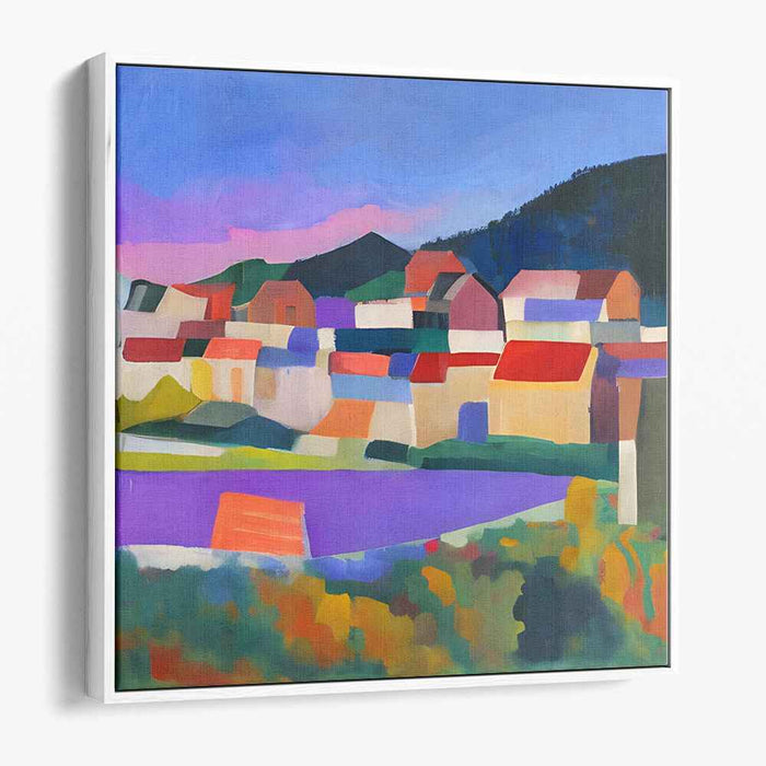 Abstract Oasis Symphony: Modernist Landscape Interpretation Canvas Art Print
