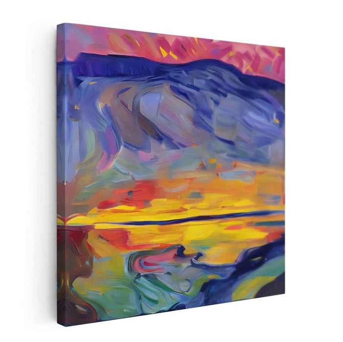 Twilight Embers: Abstract Landscape Sunset Canvas Art Print