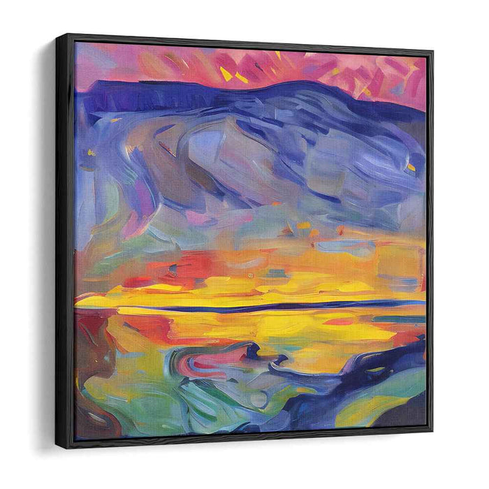 Twilight Embers: Abstract Landscape Sunset Canvas Art Print