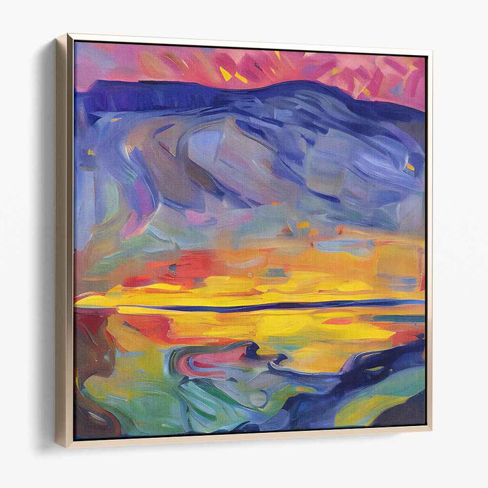 Twilight Embers: Abstract Landscape Sunset Canvas Art Print