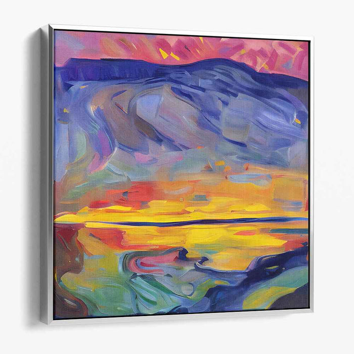 Twilight Embers: Abstract Landscape Sunset Canvas Art Print