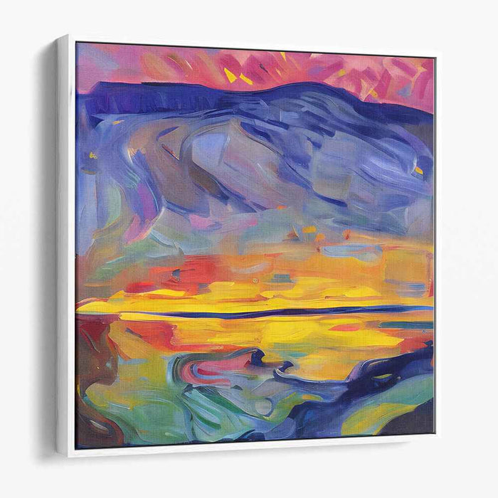 Twilight Embers: Abstract Landscape Sunset Canvas Art Print