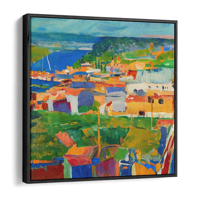 Colorful Urban Symphony: Vibrant Townscape Canvas Art Print