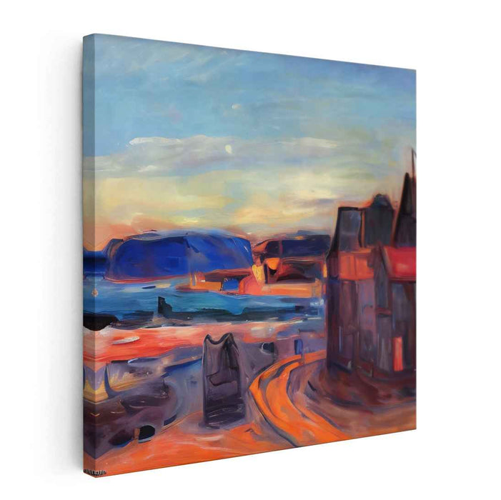 Coastal Convergence: Abstract Coastal Village Canvas Art Print