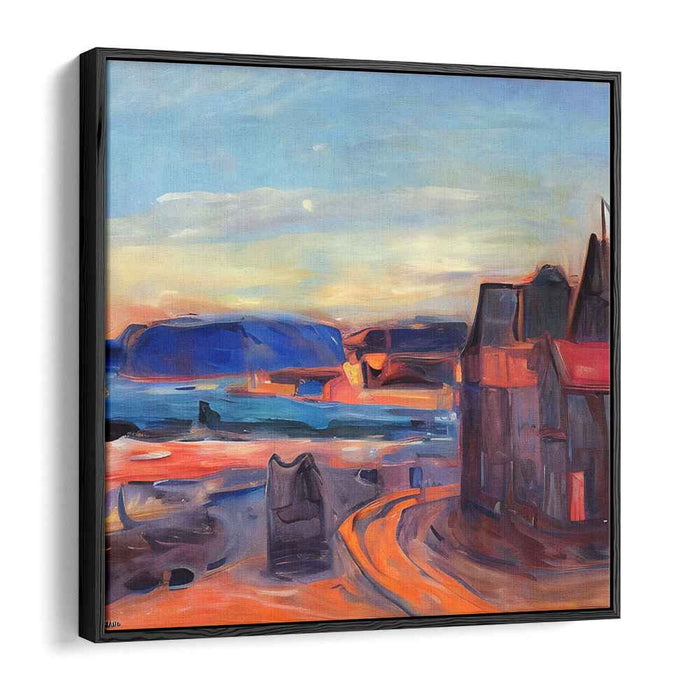Coastal Convergence: Abstract Coastal Village Canvas Art Print