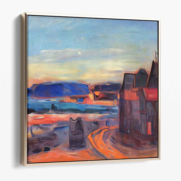 Coastal Convergence: Abstract Coastal Village Canvas Art Print