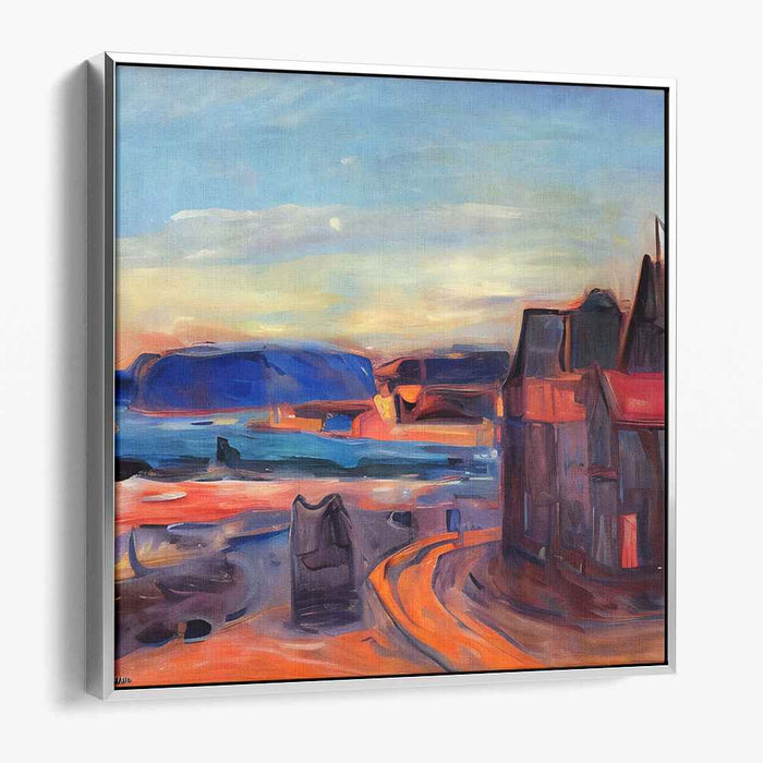 Coastal Convergence: Abstract Coastal Village Canvas Art Print