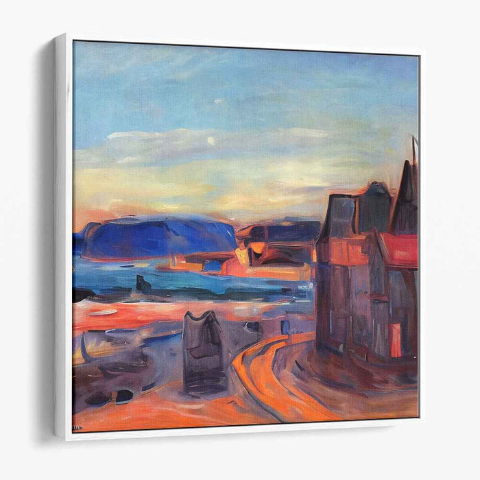 Coastal Convergence: Abstract Coastal Village Canvas Art Print