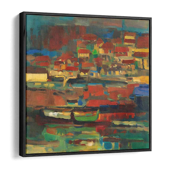 Ethereal Echoes Dance Away: Vibrant Waterfront Reflections Canvas Art
