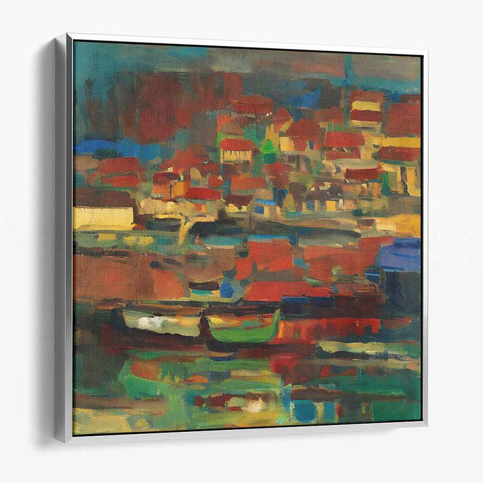 Ethereal Echoes Dance Away: Vibrant Waterfront Reflections Canvas Art
