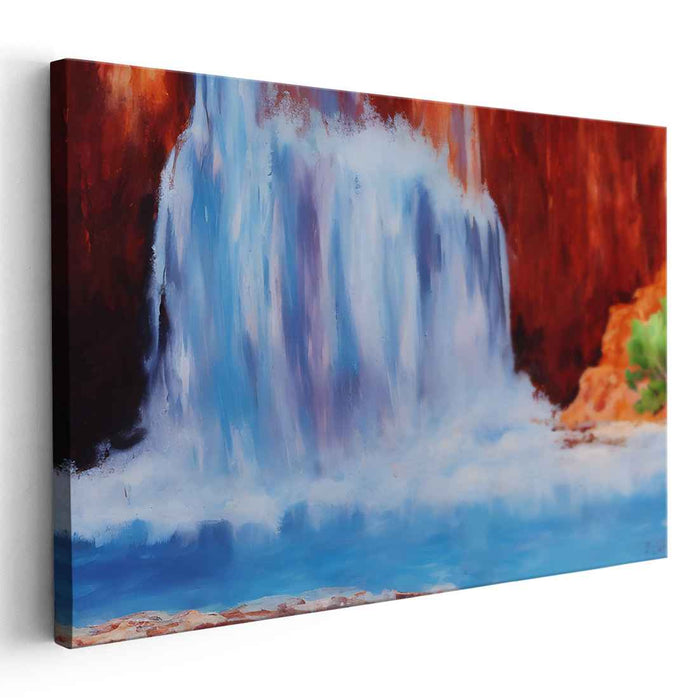 Rush of Prism Waterfalls: Vibrant Waterfall Landscape Canvas Art