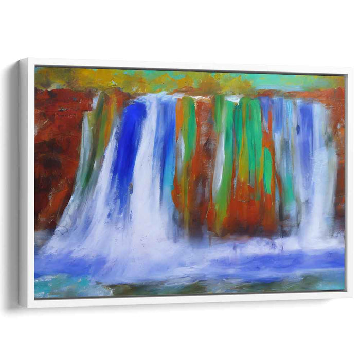 Aqua Mirage Cascades: Abstract Waterfall Landscape Canvas Art