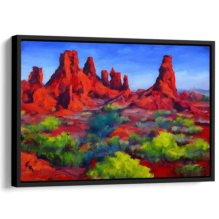 Crimson Canyon Canvas: Vibrant Southwestern Red Rock Landscape Canvas Art
