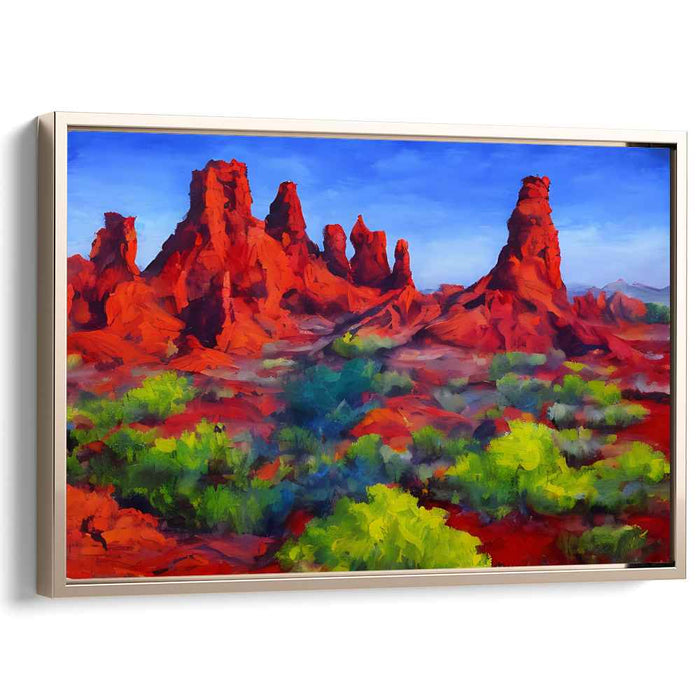Crimson Canyon Canvas: Vibrant Southwestern Red Rock Landscape Canvas Art
