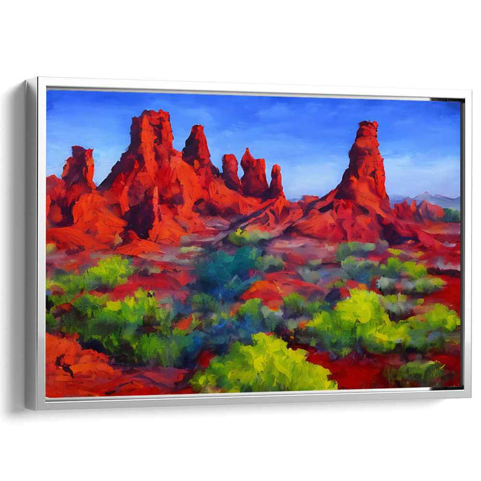 Crimson Canyon Canvas: Vibrant Southwestern Red Rock Landscape Canvas Art