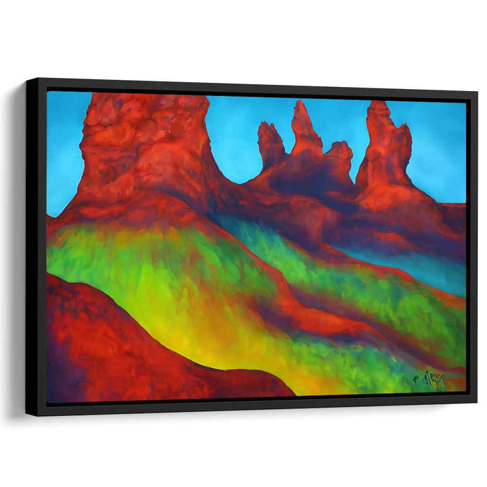 Surreal Red Peaks: Vivid Landscape Canvas Art Print