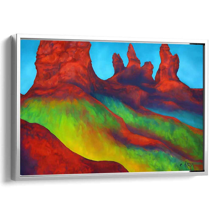 Surreal Red Peaks: Vivid Landscape Canvas Art Print