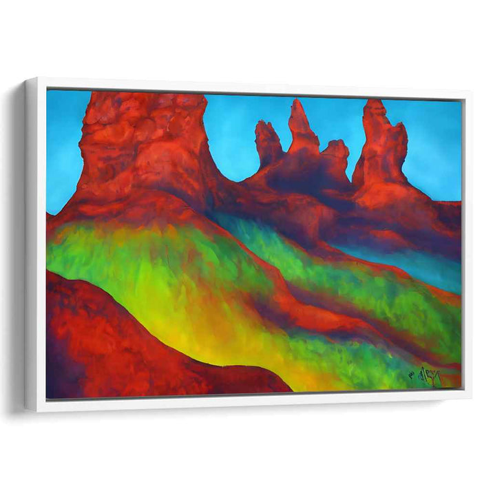Surreal Red Peaks: Vivid Landscape Canvas Art Print