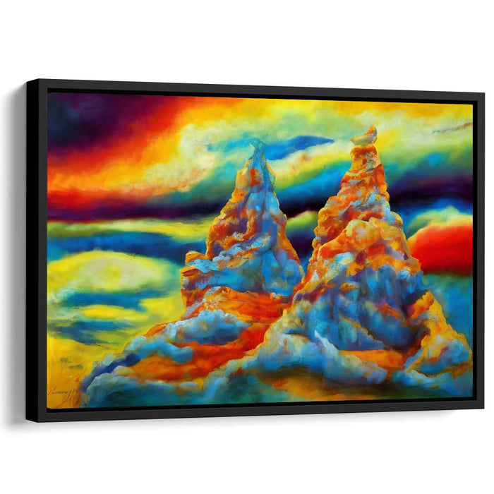 Celestial Peaks: A Vivid Journey Through Colorful Mountains Canvas Art