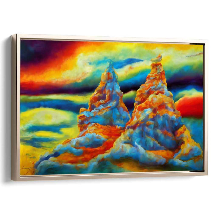 Celestial Peaks: A Vivid Journey Through Colorful Mountains Canvas Art