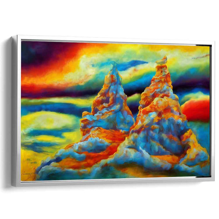 Celestial Peaks: A Vivid Journey Through Colorful Mountains Canvas Art